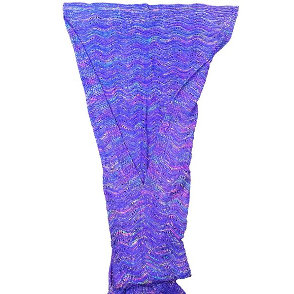 CCC Knitted Mermaid Tail Blanket Kids Adults Purple Multicolor Crochet Gifting - Picture 5 of 7